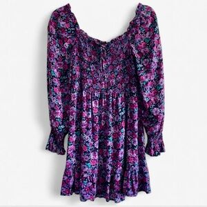 Wild Fable Smocked Floral Mini Dress Puff Sleeve Cottagecore Fairy Small